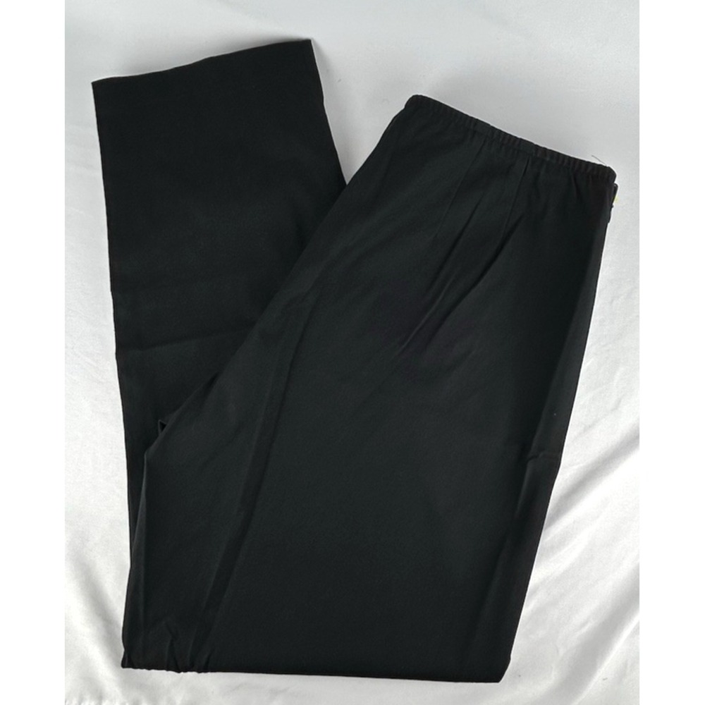 Eileen Fisher Black Organic Cotton Elastic Waist Side Zip Pants Womens M Stretch